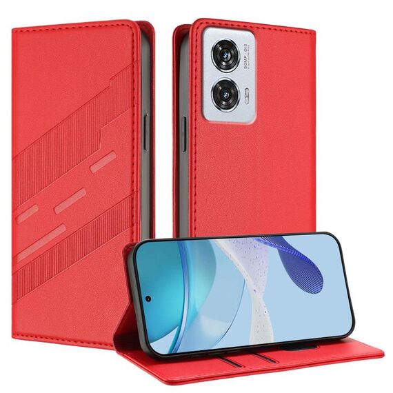 Per Motorola Edge 50 Fusion Custodia per telefono in pelle retrò multifunzionale con portafoglio in rilievo (rosso)