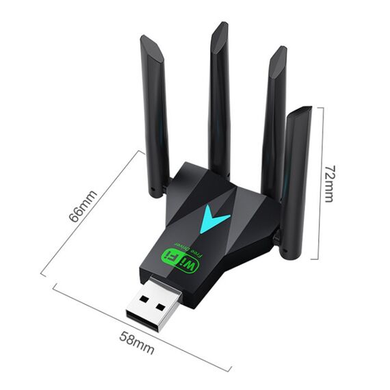 Scheda di rete wireless 5G 1300Mbps Dual Band USB WiFi Receiver senza driver PC9714 6922315884851