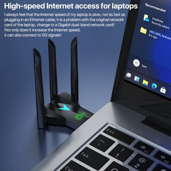 Scheda di rete wireless 5G 1300Mbps Dual Band USB WiFi Receiver senza driver PC9714 6922315884851