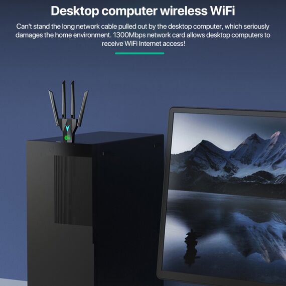 Scheda di rete wireless 5G 1300Mbps Dual Band USB WiFi Receiver senza driver PC9714 6922315884851