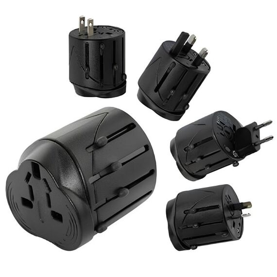 All in 1 EU + AU + UK + US Plug Travel Adattatore universale, dimensioni: 60 x 58 x 56 mm (nero)
