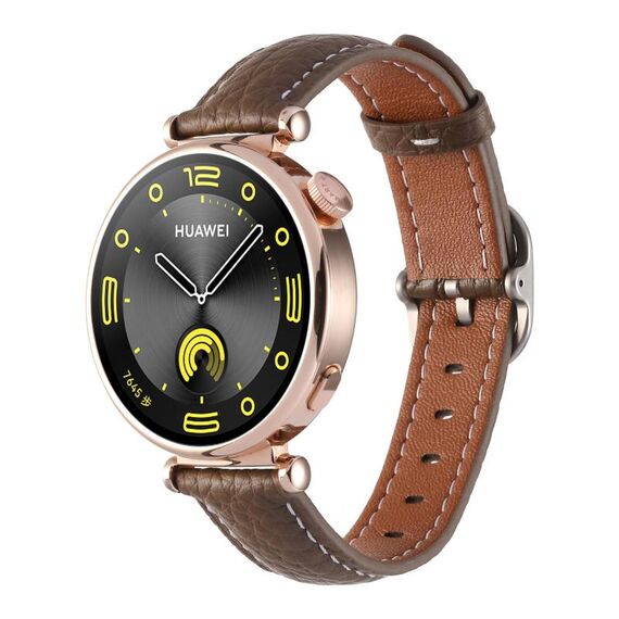 Cinturino per orologio in vera pelle con fibbia quadrata e trama Litchi da 18 mm (marrone scuro)