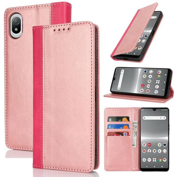 Per Sony Xperia Ace III Custodia per telefono in pelle con cuciture colorate e texture in vitello (oro rosa rosso)