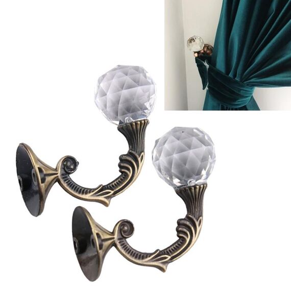 Gancio decorativo da parete per tenda a spillo con testa di wafer d'acqua retrò 2 pezzi (bronzo)