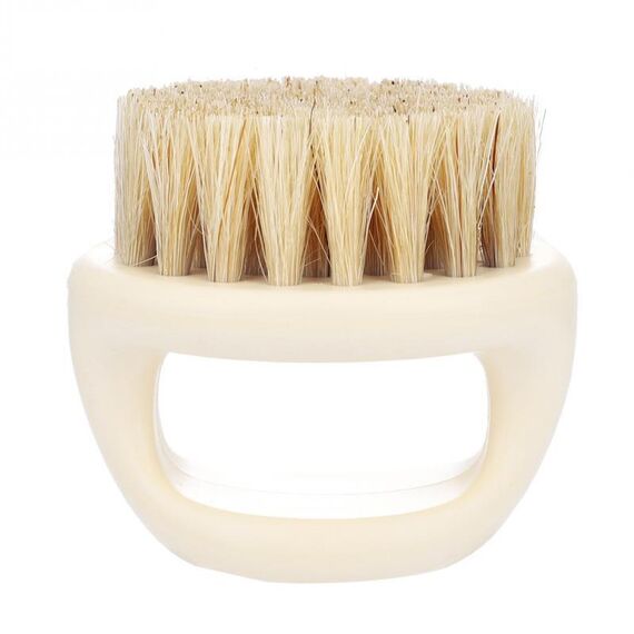 3 PCS Men Ring Design Portable Boar Brush Pennello da barba per pulizia taglio di capelli in ABS bianco (bianco)