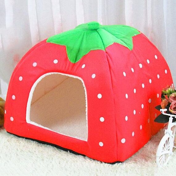Casa per animali domestici corti a forma di fragole a forma di fragola, dimensioni: m (rosso)