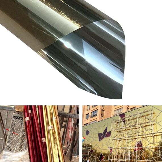Pellicola adesiva per vetri UV riflettente unidirezionale con decorazione per vetri, larghezza: 90 cm, lunghezza: 1 m (oro)