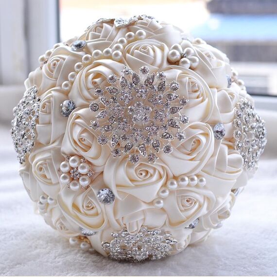 Wedding Holding Perla Diamante Fiori Bouquet da sposa Accessori Damigella d'onore Strass Decorazioni per matrimoni per feste, Diametro: 20 cm