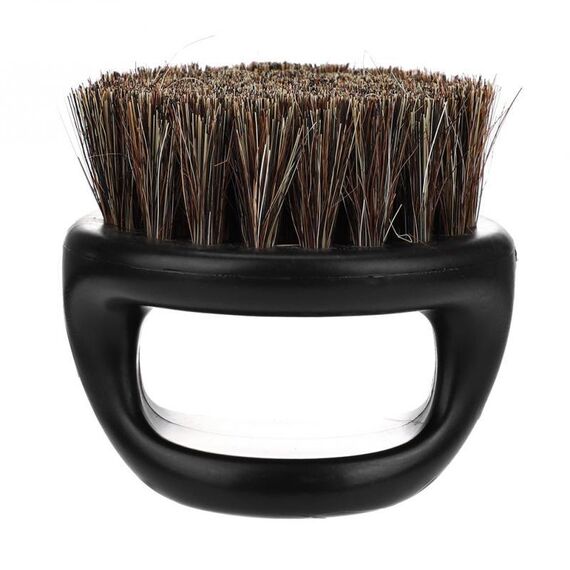 3 PCS Men Ring Design Portable Boar Brush Pennello da barba per pulizia taglio di capelli in ABS nero (nero)