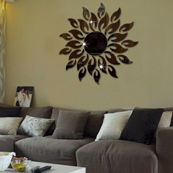 Girasole Specchio Wall Sticker Camera: Soggiorno decorazione adesivi murali (nero)