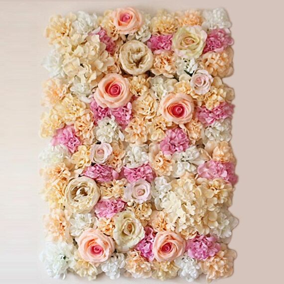 Champagne fioritura rosa peonia ortensia crittografia artificiale fiore fai da te decorazione della parete di nozze sfondo fotografico, dimensioni: 60 cm x 40 cm