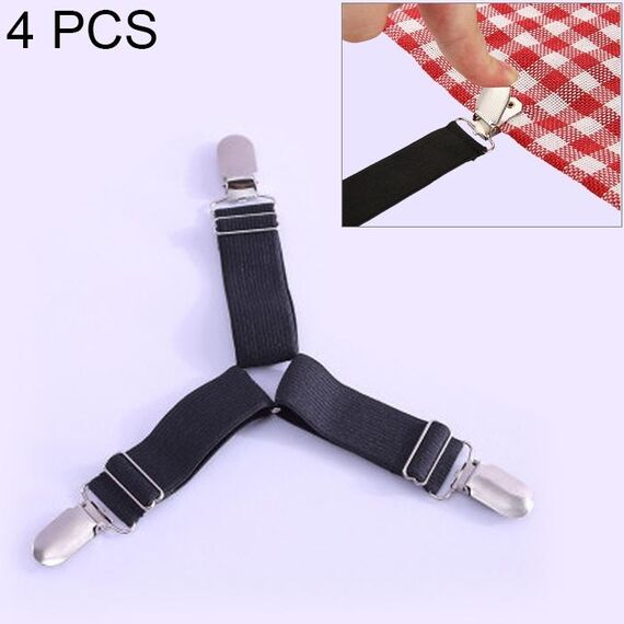 4 pezzi copriletto regolabile tovaglia tenda copridivano supporto clip fisse in metallo (nero)