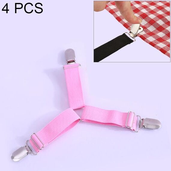 4 pezzi copriletto regolabile tovaglia tenda copridivano supporto clip fisse in metallo (rosa)