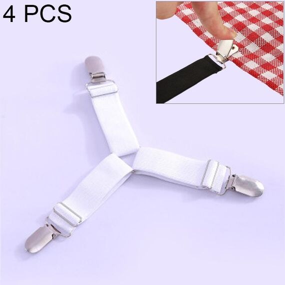 4 pezzi copriletto regolabile tovaglia tenda copridivano supporto clip fisse in metallo (bianco)