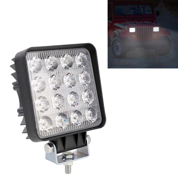 48W Bridgelux 4000lm 16 LED Lampada a condensatore a luce bianca per ingegneria / Luce SUV IP67 impermeabile, CC 10-30V (nero)