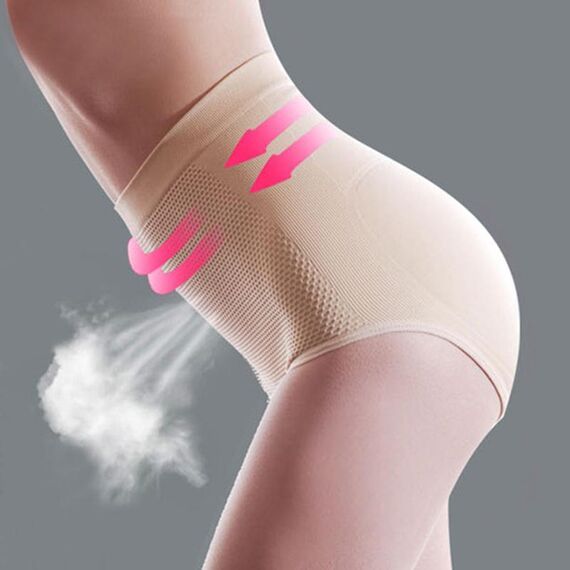 Mutandine modellanti per sollevatore di culo genie caldo in fibra di bambù magico controllo di bellezza per donne dopo il parto, taglia: M / L (colore carne)