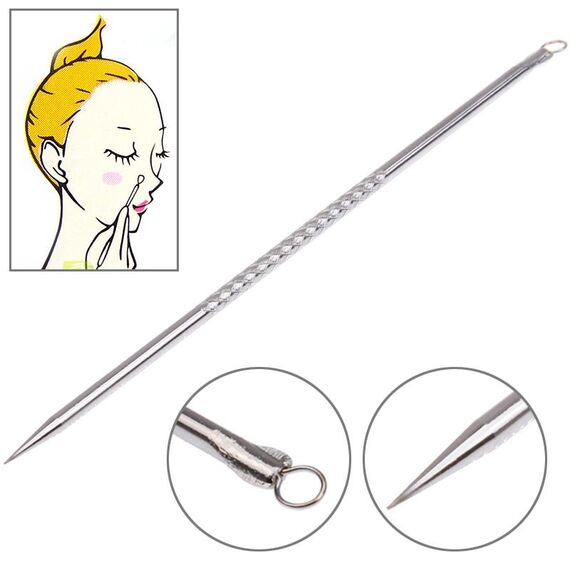 Comedone Acne Brufolo Comedone Remover Safe Cleaner Ago in acciaio inossidabile (argento)