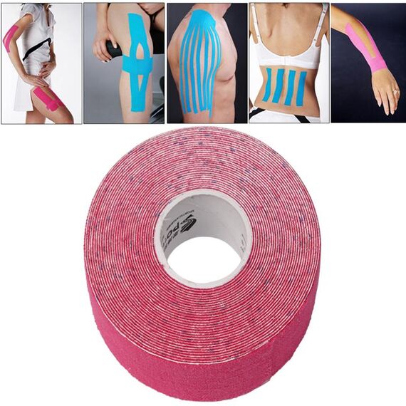 Benda terapeutica per la cura dei muscoli sportivi, nastro kinesiologico impermeabile, dimensioni: 5 m (lunghezza) x 5 cm (larghezza) (magenta)