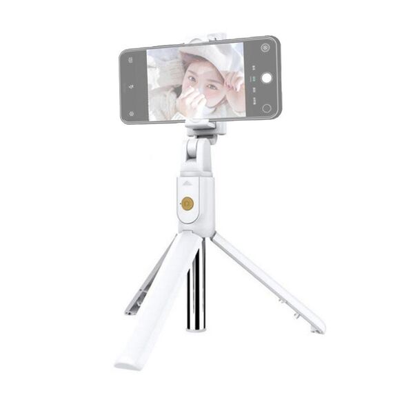 K07 Bluetooth 4.0 Telefono cellulare Bluetooth regolabile Selfie Stick Self-timer Pole Treppiede (bianco)