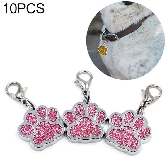 10 PZ Smalto Smalto Cat Dog Bear Orso PAW Stampe Catena di Key Catena di gioielli Making (Rosa)