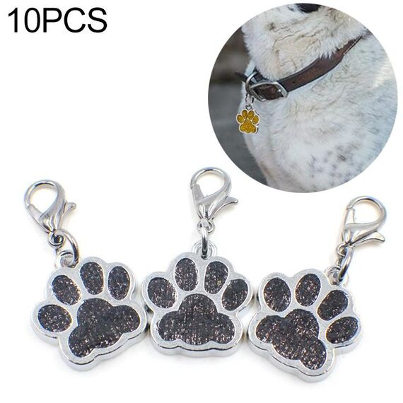 10 pezzi smalto gatto cane orso zampa stampe portachiavi creazione di gioielli (nero)
