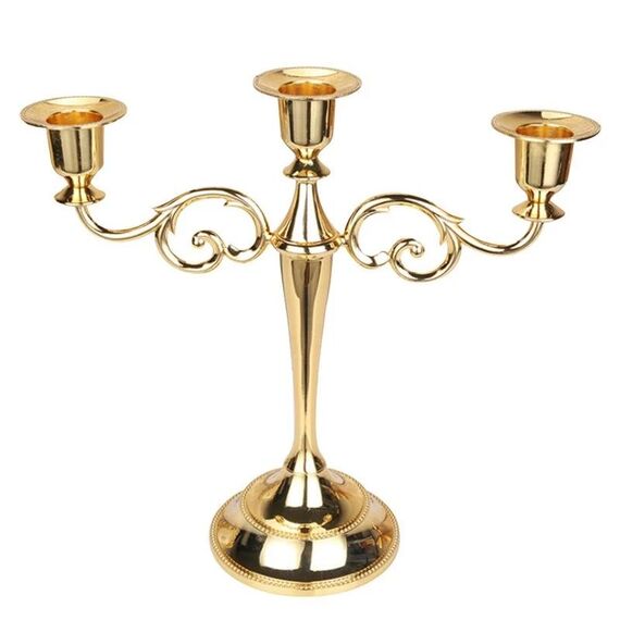 Candeliere retrò Decorazione per la casa Soggiorno Cafe Ristorante a tema Gioielli Cena a lume di candela Puntelli Regali, Stile: Gold-3 Arms
