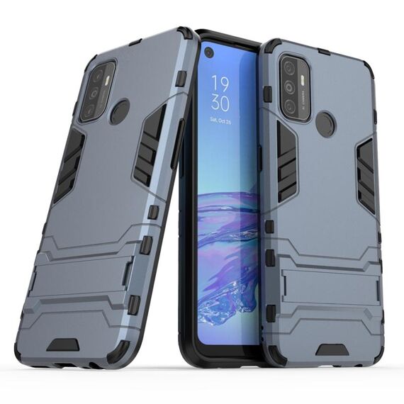 Per OPPO A53 Custodia protettiva antiurto per PC + TPU con supporto invisibile (blu navy)