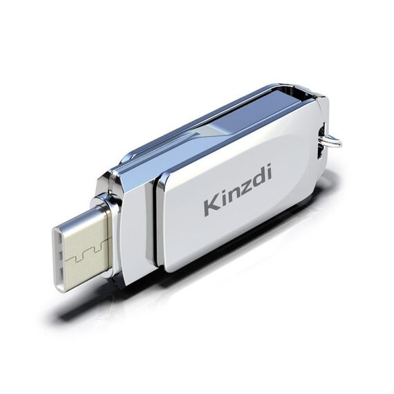 Kinzdi 64 GB USB + interfaccia Type-C Metal Twister Flash Disk V10 (argento)
