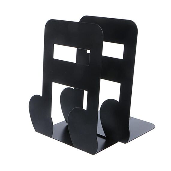 2 PCS Note musicali Fermalibri in metallo Supporto in ferro Supporto da scrivania Stand per libri (Sedicesimo nero)