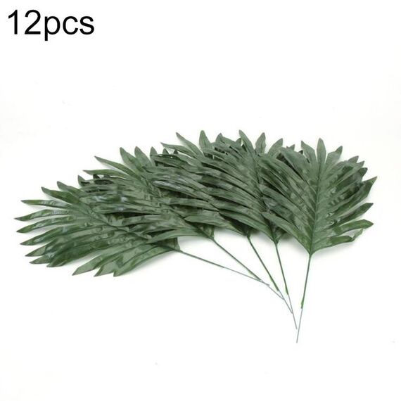 12 PCS Artificiale Falso Monstera Palma Foglia di plastica verde