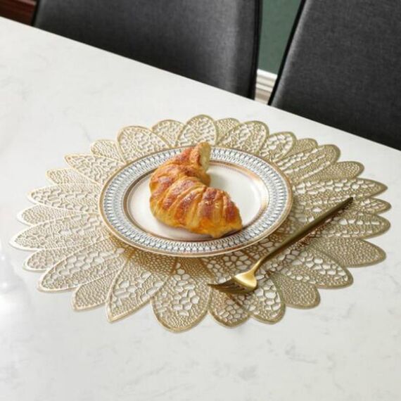 2 pezzi a forma di girasole per la casa in pvc moda tavolo da pranzo tovaglietta stile europeo utensili da cucina stoviglie pad sottobicchiere caffè tè tovaglietta (oro)