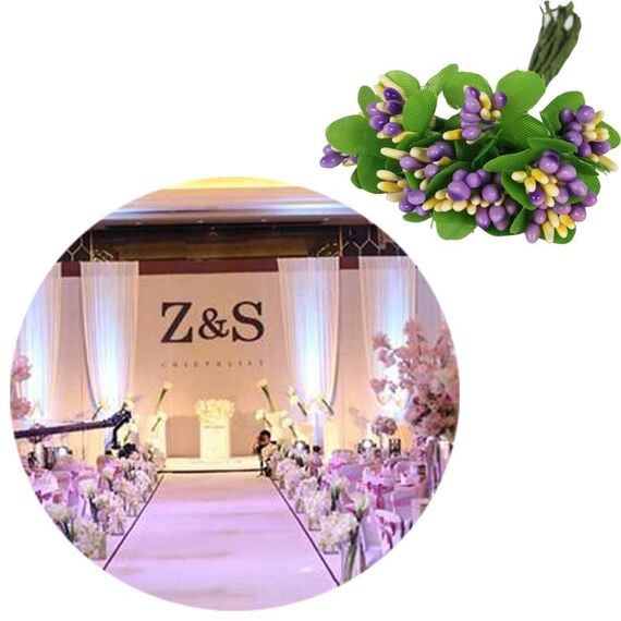 5 pezzi di plastica fatti a mano fai da te matrimonio schiuma testa di fiore simulazione bouquet fiore stame (25-10 bastoncini)