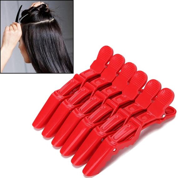 6 pezzi di capelli non facili da sfilare parrucchiere barbiere stile negozio di divisori speciali strumenti per capelli clip (rosso)