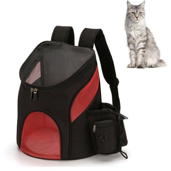 Zaino da trasporto pieghevole portatile per cani e gatti Go Out, taglia: S (nero rosso)