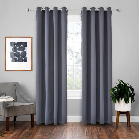 Tenda solida con isolamento in tessuto ad alta precisione per tende da 4 pezzi, dimensioni: 42 × 84 pollici （107 × 213 cm） (grigio scuro)