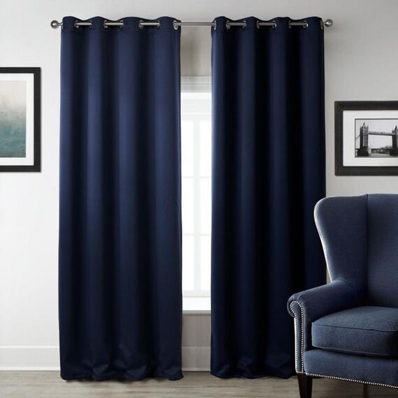 Tenda solida con isolamento in tessuto ad alta precisione per tende da 4 pezzi, dimensioni: 52 × 84 （132 × 213） (blu scuro)