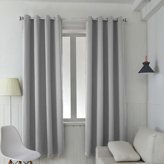 Tenda solida con isolamento in tessuto per tende ad alta precisione da 4 pezzi, dimensioni: 140 × 175 (grigio chiaro)