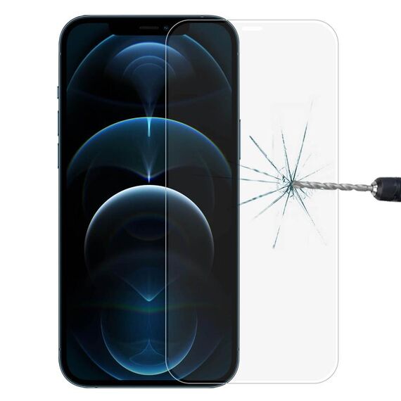 Per iPhone 12 Pro Max Pellicola in vetro temperato anti-impronta con bordo luminoso smerigliato