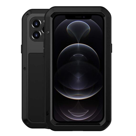 Custodia protettiva antipolvere impermeabile antiurto in metallo LOVE MEI per iPhone 12 Pro (nero)