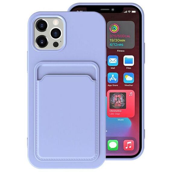 Per iPhone 12 TPU + custodia antiurto fodera in flanella con slot per schede (viola chiaro)