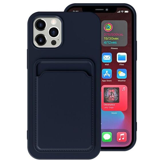 Per iPhone 11 Pro Custodia antiurto in TPU + fodera in flanella con slot per schede (blu)