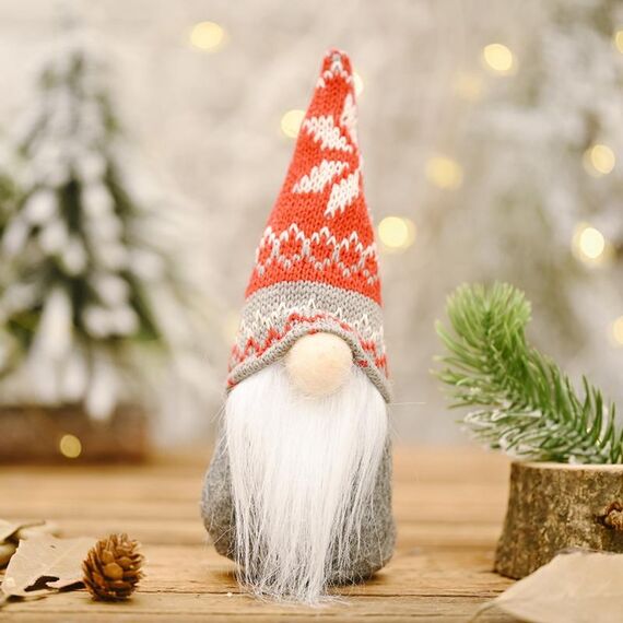 6 pezzi decorazione natalizia cappello lavorato a maglia fiocco di neve decorazione bambola anziana foresta