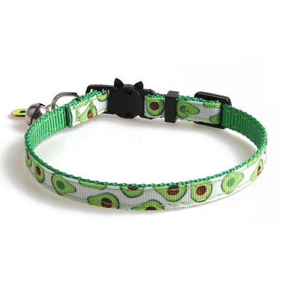 4 pezzi Collare per gatti con fettuccia per animali domestici con accessori per frutta Collare per animali domestici a campana, dimensioni: 1x28cm (avocado)