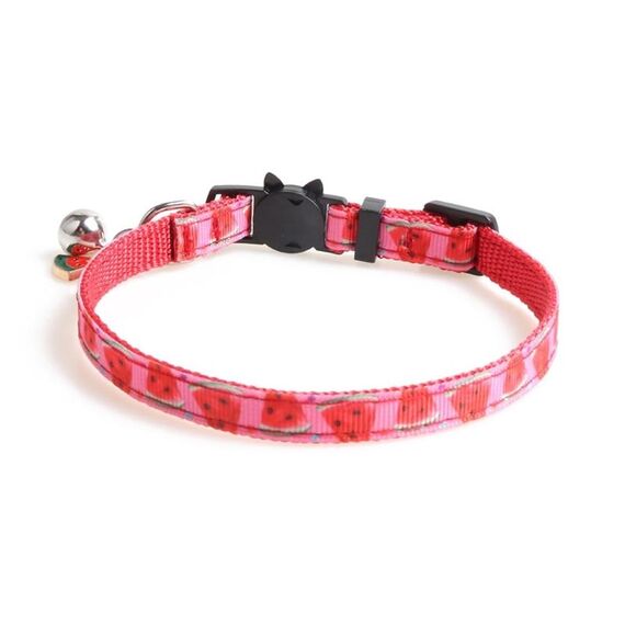 4 pezzi Collare per gatti con fettuccia per animali domestici con accessori per frutta Collare per animali domestici a campana, dimensioni: 1x28cm (anguria)