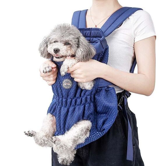 Doglemi Pet Outing Backpack Borsa a tracolla per cani Borsa a tracolla in rete traspirante Borsa per cani, taglia: L (blu)
