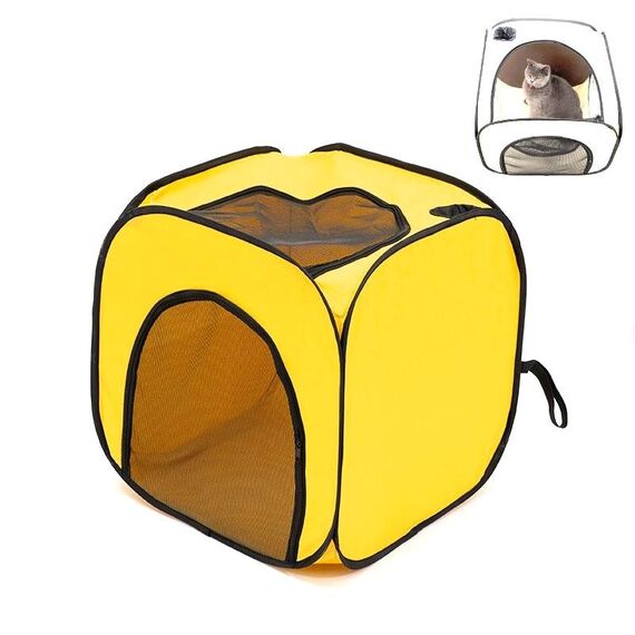 Scatola per asciugatura per animali domestici pieghevole camera asciutta per animali domestici gabbia asciugatrice per animali domestici (giallo limone)