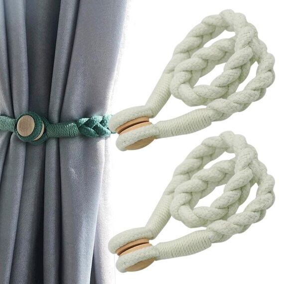 1 paio di cravatte con fibbia magnetica per tende (bianco sporco)