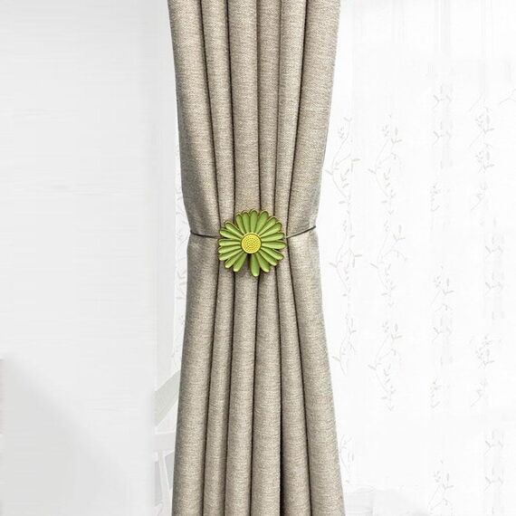 NYJ015 2 pezzi fibbia per tenda con magnete semplice margherita piccola (verde)