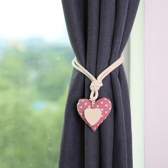 A005 Fibbia per tende in nappa perforata con fascia magnetica in cotone e lino (rosa)