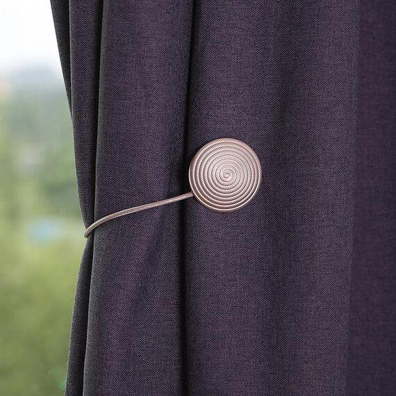 E003 2 pezzi tenda in metallo fibbia magnetica cinturino clip per tenda camera da letto soggiorno fibbia per tenda perforata gratuita (argento)